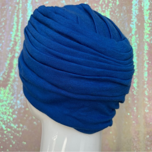 60s/70s Blue Layered Fold Turban - Picture 7 of 13